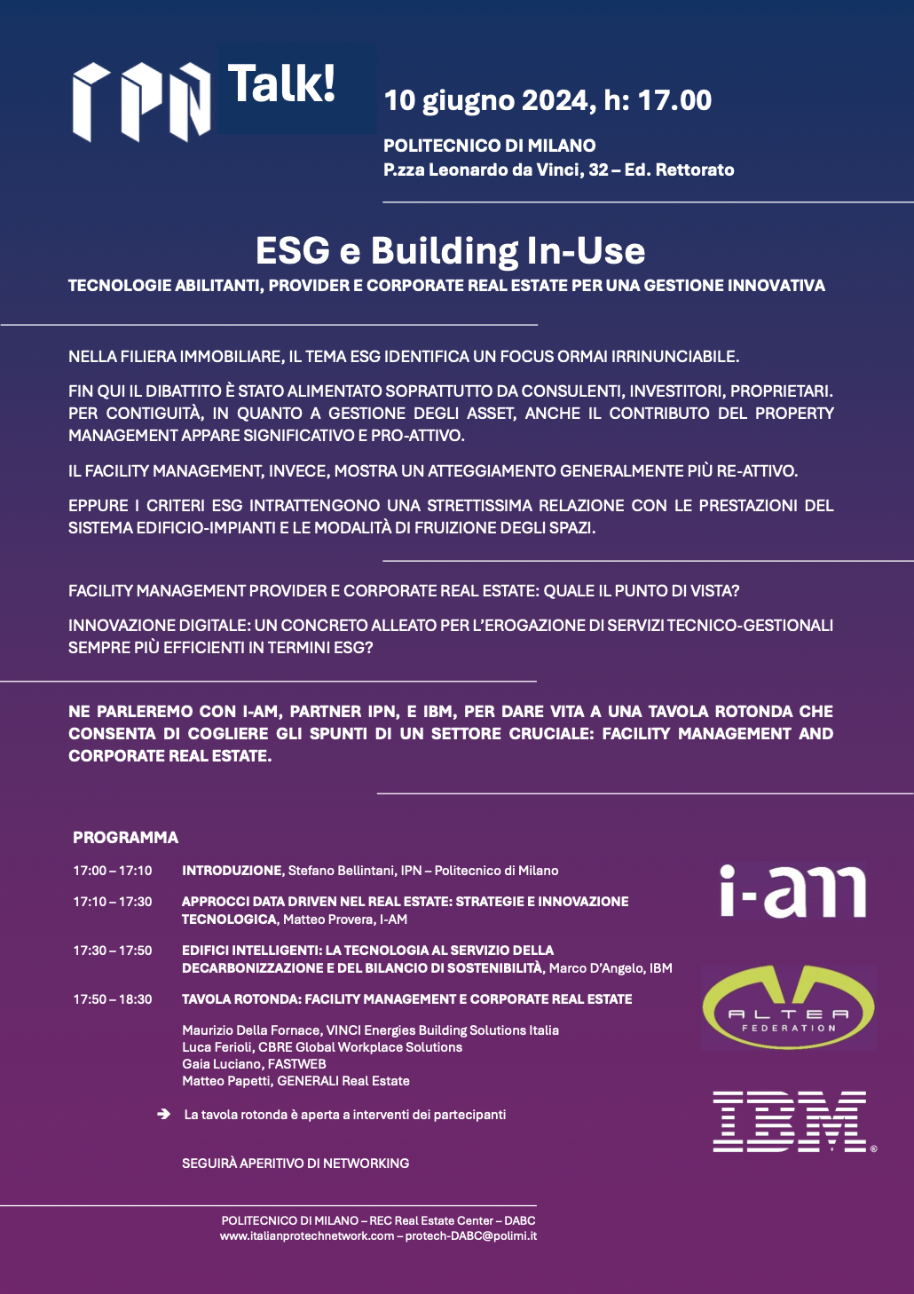 #IPNTalk – ‘ESG e Building In-Use. Tecnologie abilitanti, Provider e Corporate Real Estate per una gestione innovativa’